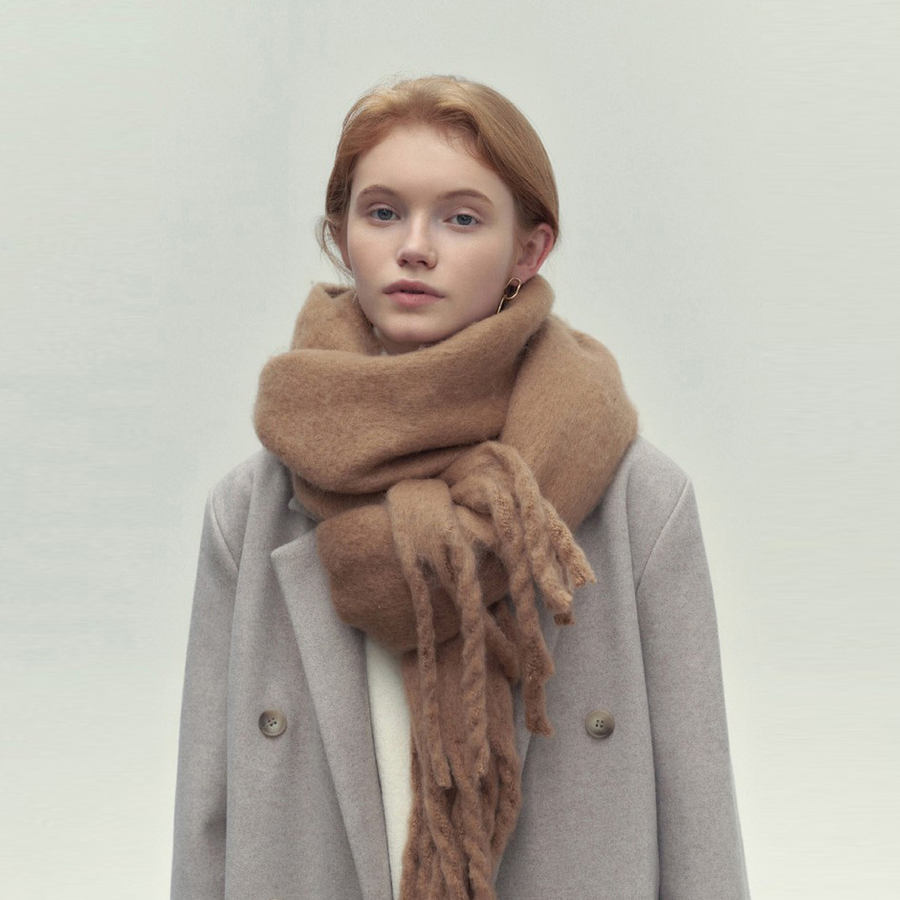 Weicher Winterschal mit Fransen Uni-Farben für Damen