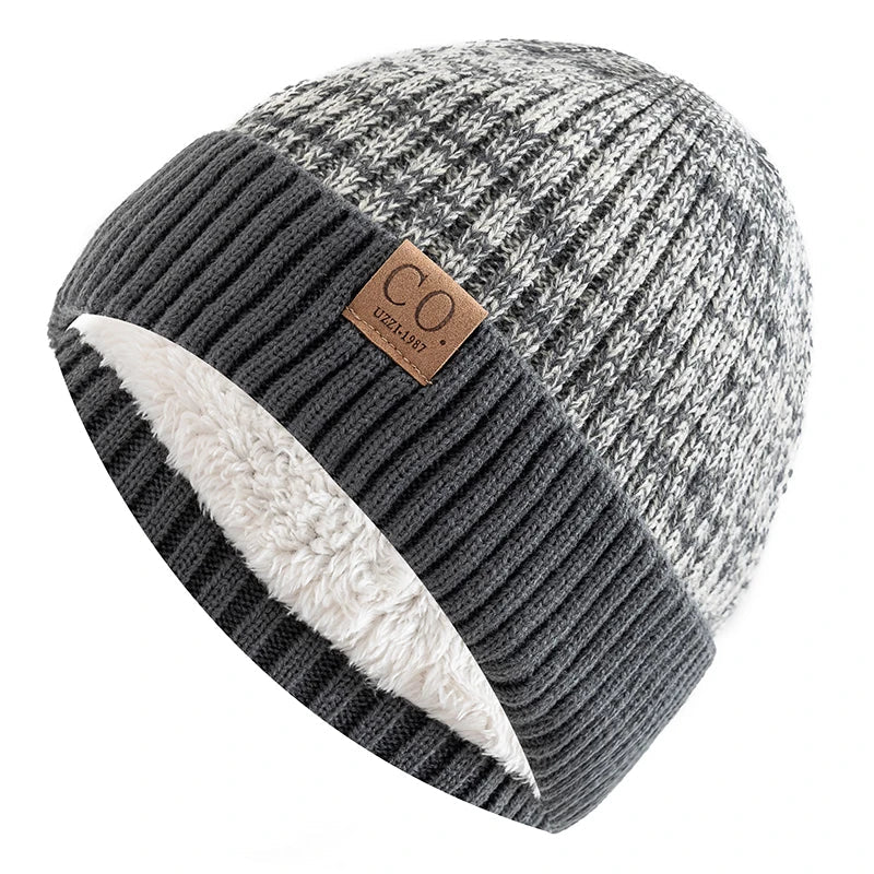 Winter Beanie Mütze mit Strickmuster und Fleecefutter, gefütterte Strickmütze