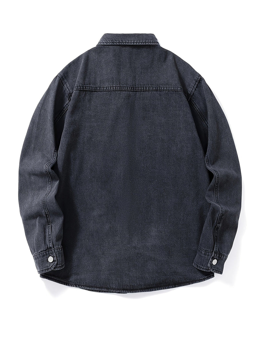 Jeanshemd Herren Hemd Jacke Casual Knopfleiste Brusttaschen