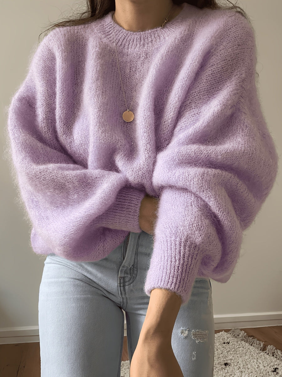Damen Pullover Oversize Grobstrick Weitärmlig Rundhals – verschiedene Farben