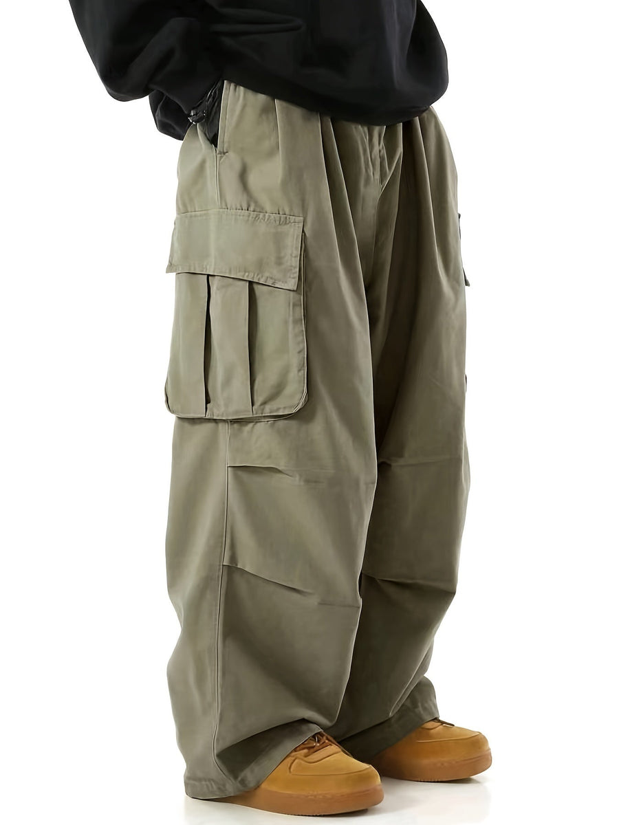 Herren Baggy Cargo Hosen Streetwear mit weitem Bein und großen Taschen