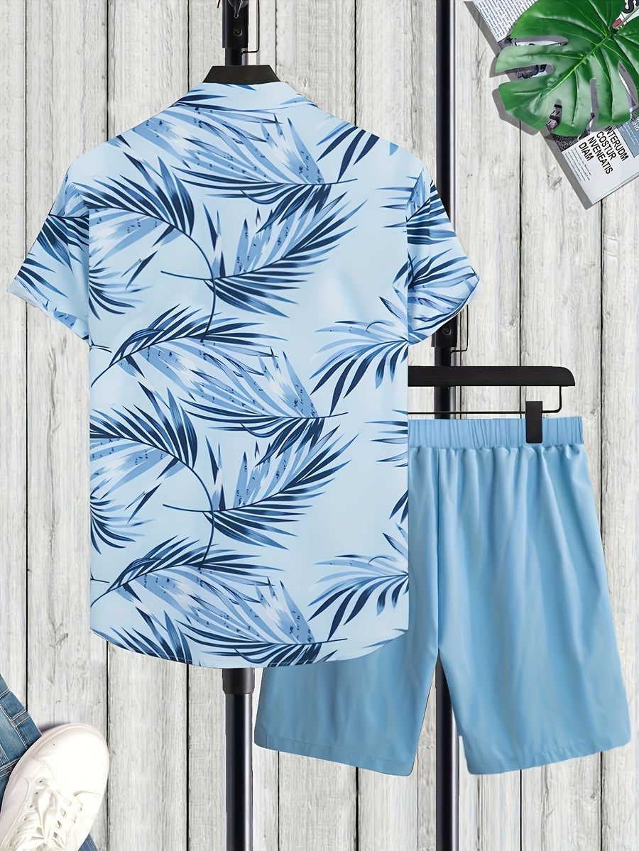 Herren Sommer Set – Tropisches Freizeit Hemd mit Shorts, ideal für Urlaub und Strand
