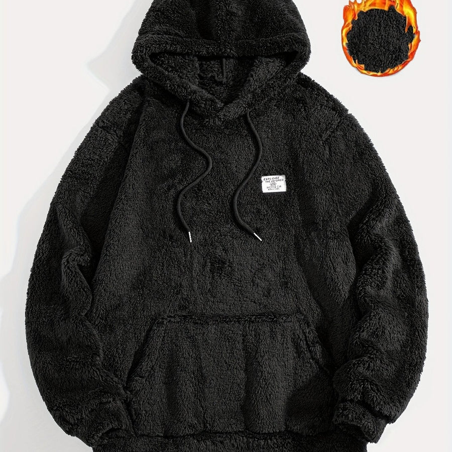 Unisex Teddy Hoodie Plüsch-Pullover mit Kapuze und Kängurutasche