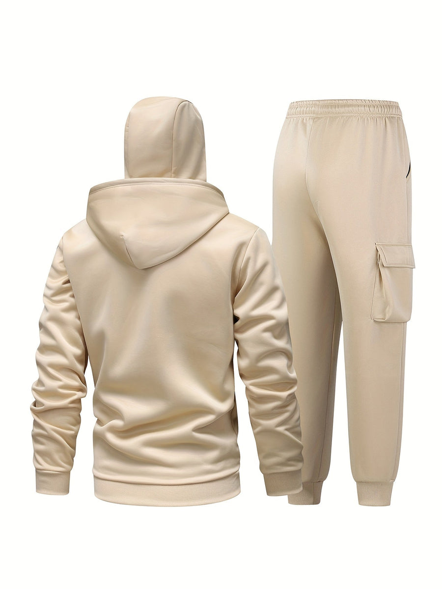 Unisex Kapuzenpullover und Jogginghose Trainingsanzug mit Balaclava-Haube und Spinnenmotiv, Reißverschluss, Taschen