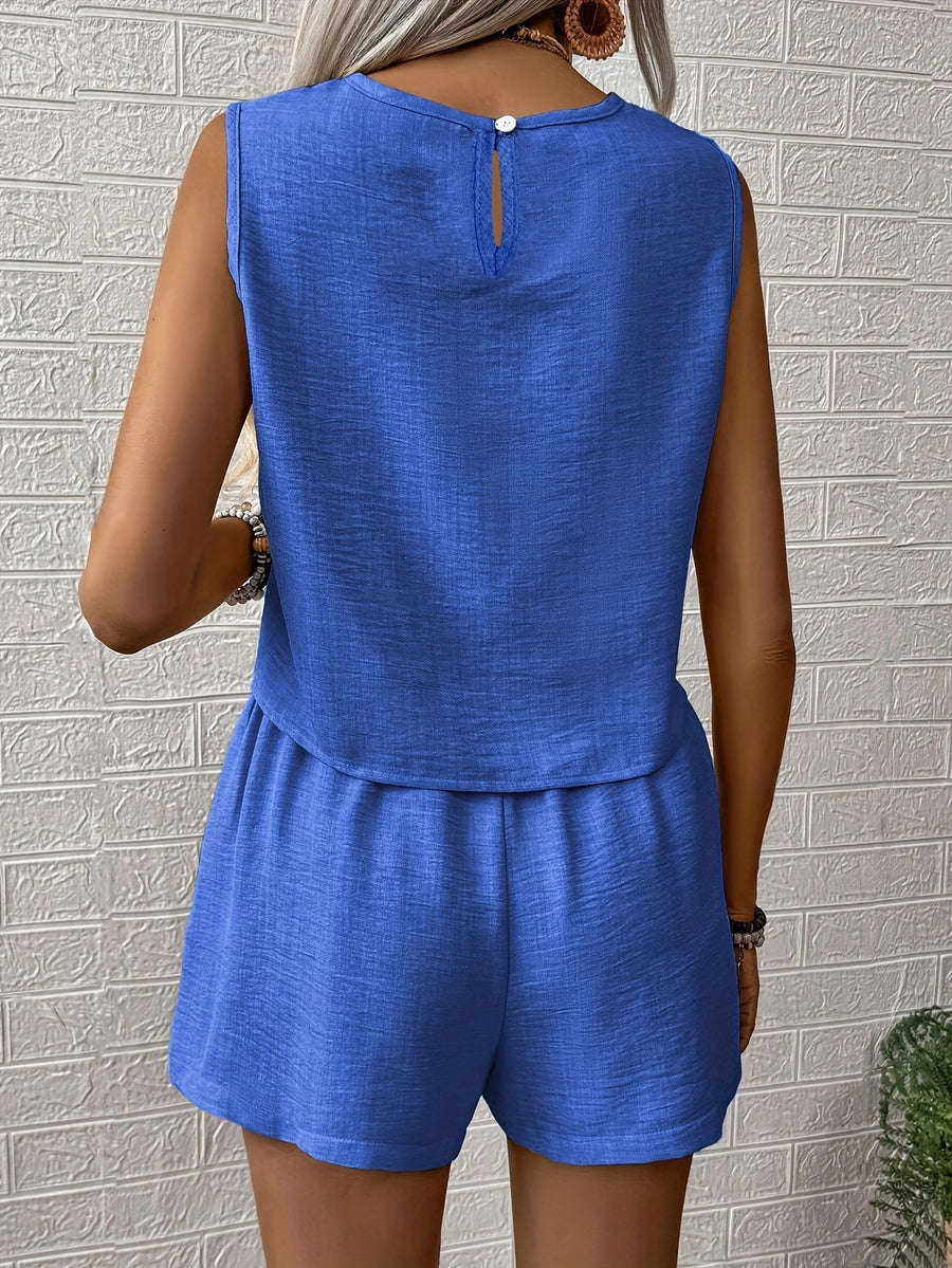 Damen Sommer Set Eleganter Zweiteiler mit Top und Shorts – Ideal für Freizeit und Urlaub