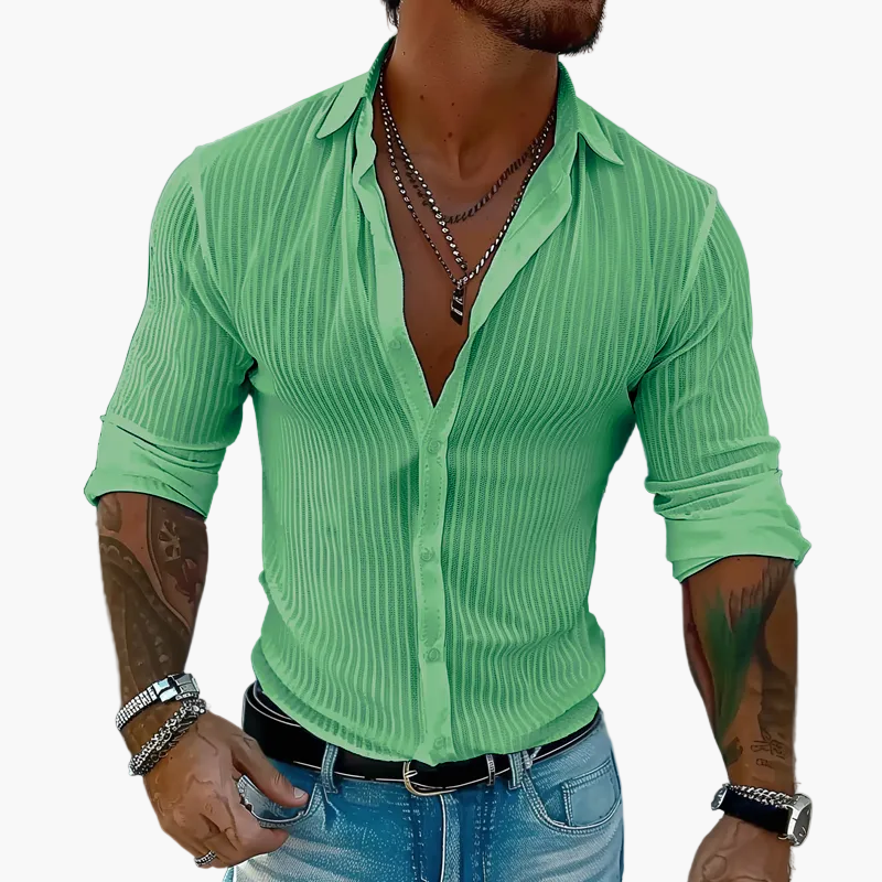 Herren Modernes Streifenhemd mit Reverskragen und Langarm – Elegantes Freizeit- & Party-Outfit