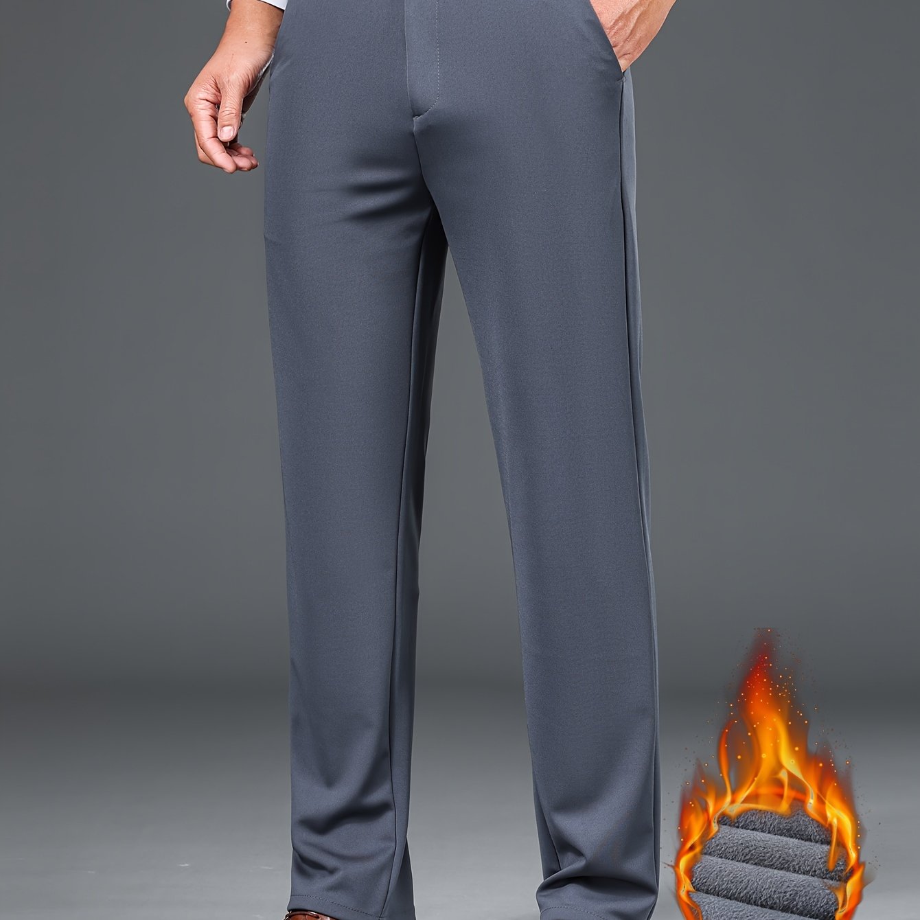 Herren Business-Hose mit warmem Futter – Schwarz, Dunkelblau, Grau