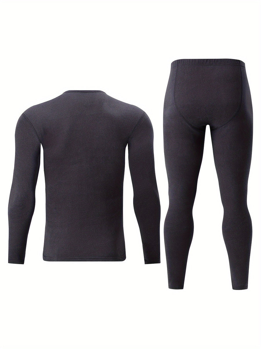 Thermo Unterwäsche Set Herren Schwarz - Langarmshirt und Leggings