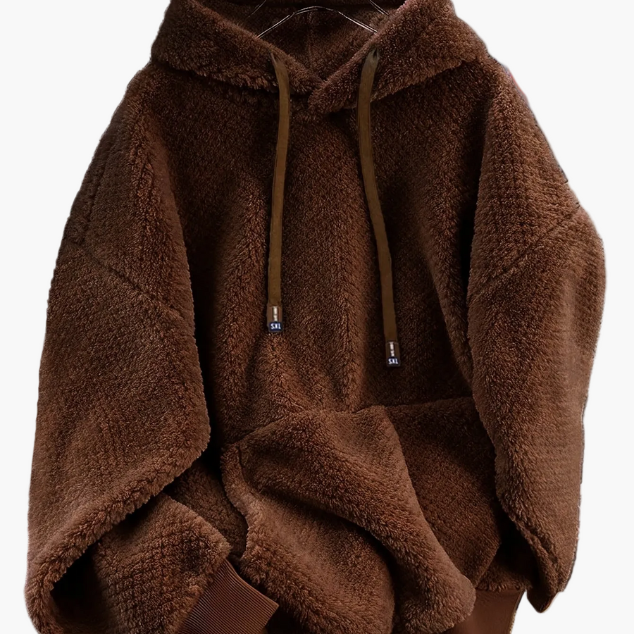Teddy-Fleece Hoodie für Damen mit Kapuze und Kängurutasche