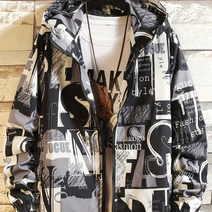 Übergangsjacke Herren Damen mit Kapuze & Allover-Print - Bunt