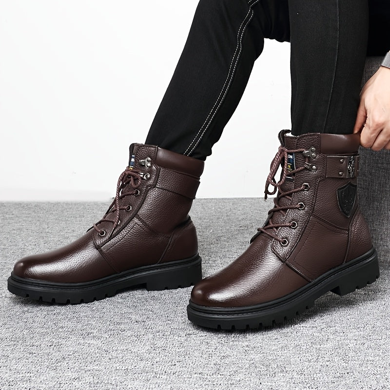 Herren Stiefeletten Schnürstiefel mit Profilsohle, gefüttert, schwarz oder braun