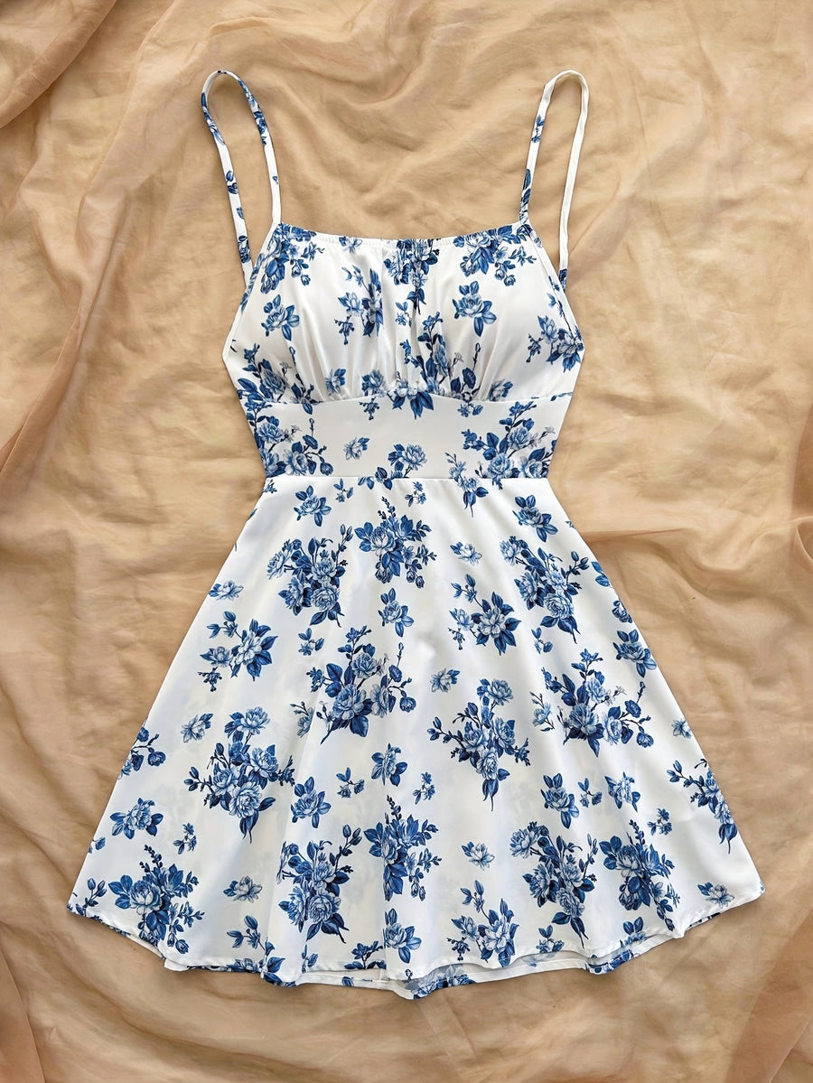 Damen Sommerkleid Elegant mit Blumenmuster und Spaghettiträgern – Perfekt für Freizeit und besondere Anlässe