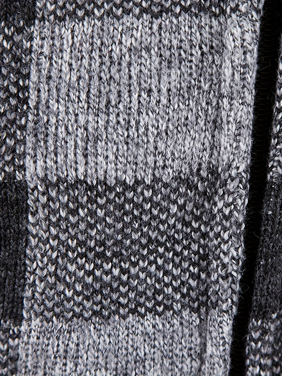 Herren Kapuzenstrickjacke kariert gefüttert mit Reißverschluss und Kordelzug
