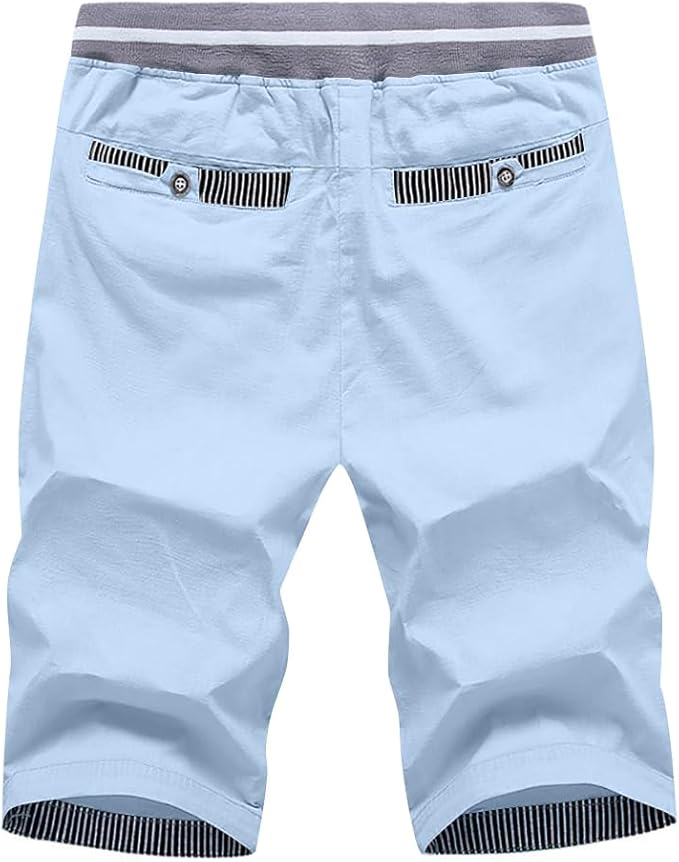 Bermudashort voor heren met trekkoord en streeppatroon