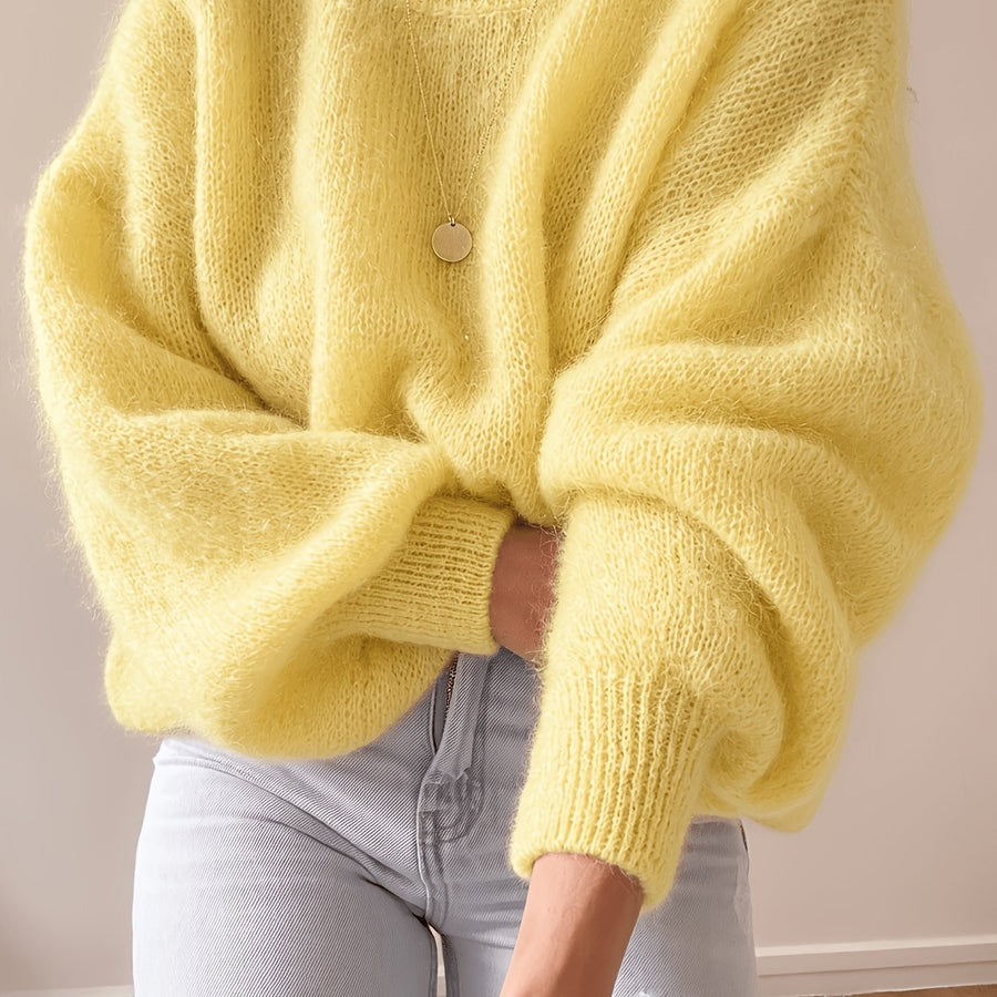 Damen Pullover Oversize Grobstrick Weitärmlig Rundhals – verschiedene Farben