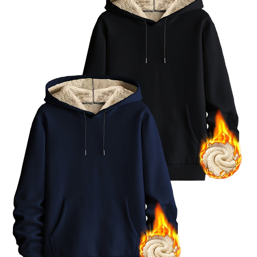 Unisex Hoodie mit Plüschfutter – Warmer Kapuzenpullover mit Kängurutasche