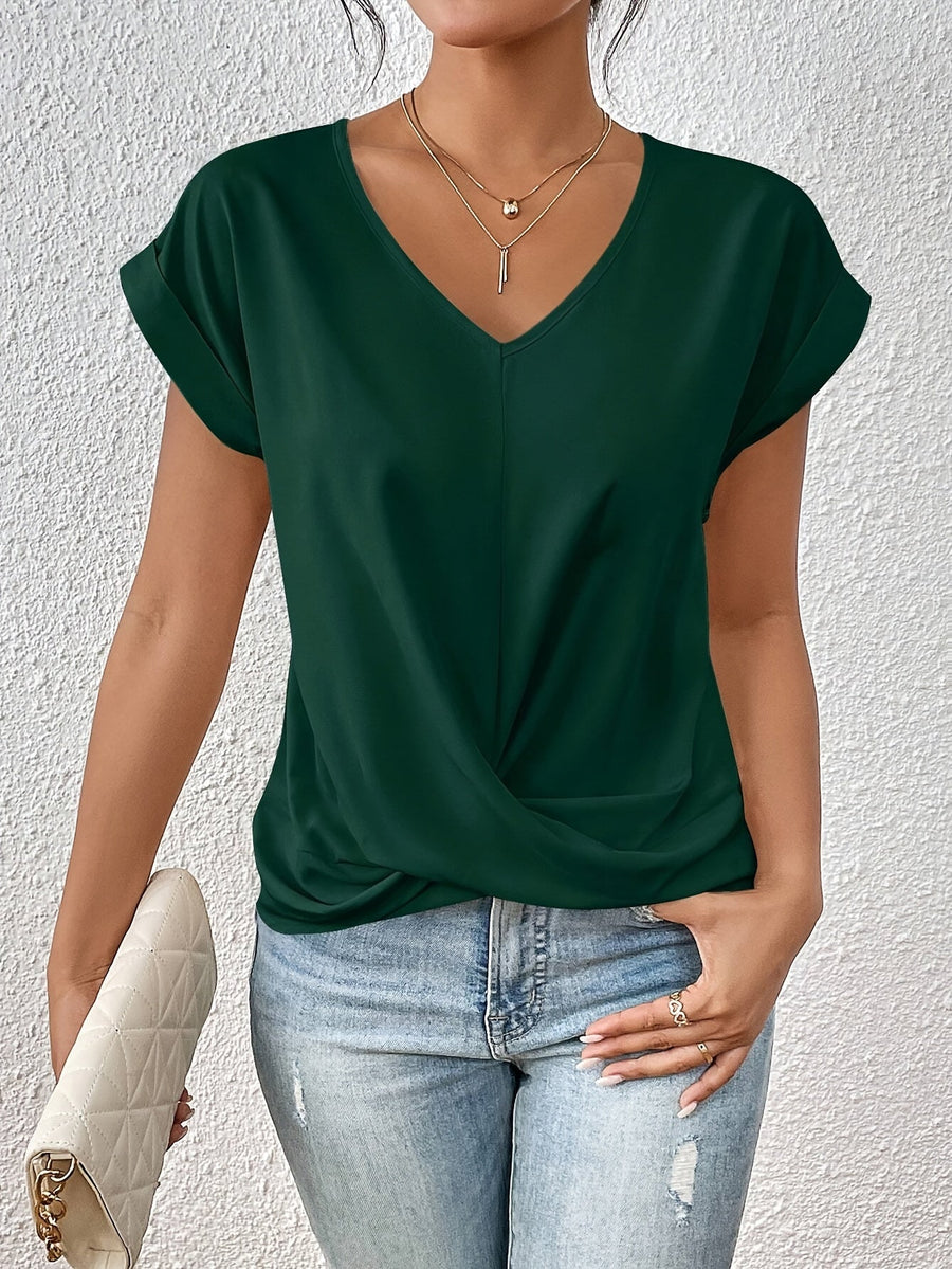 Damen Elegante Bluse mit V-Ausschnitt und Wickeldetail – Ideal für Büro und Freizeit