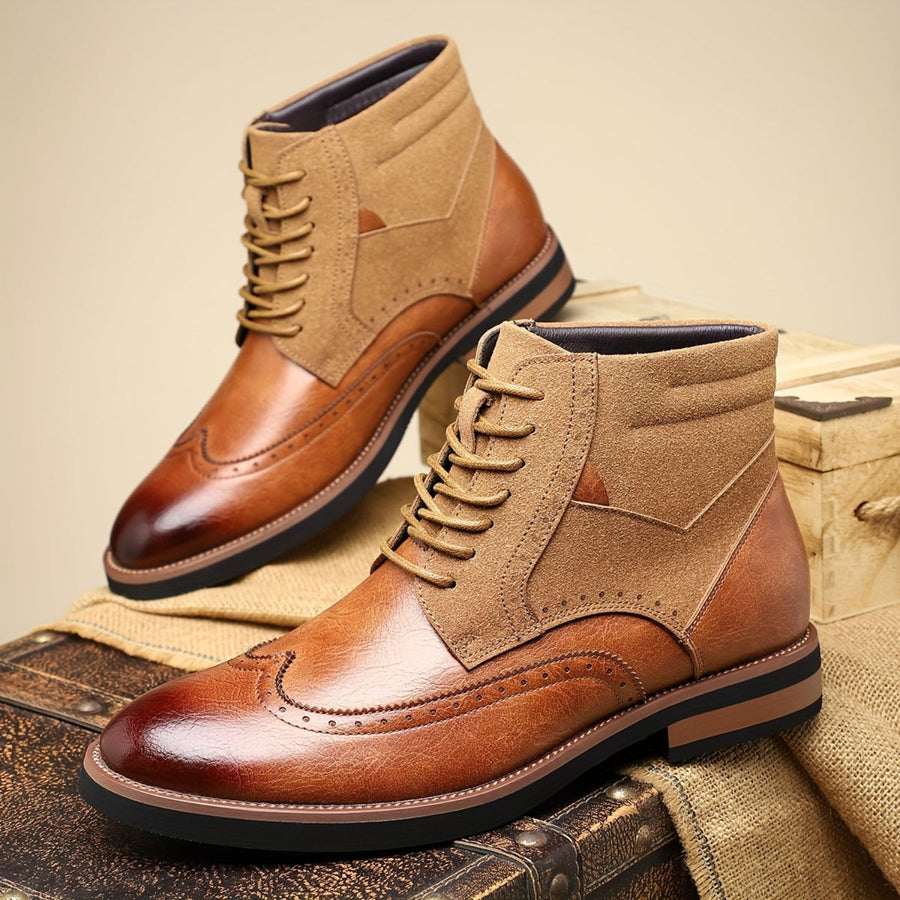 Herren Stiefel Brogue Schnürschuh Schnürstiefelette Mehrfarbig