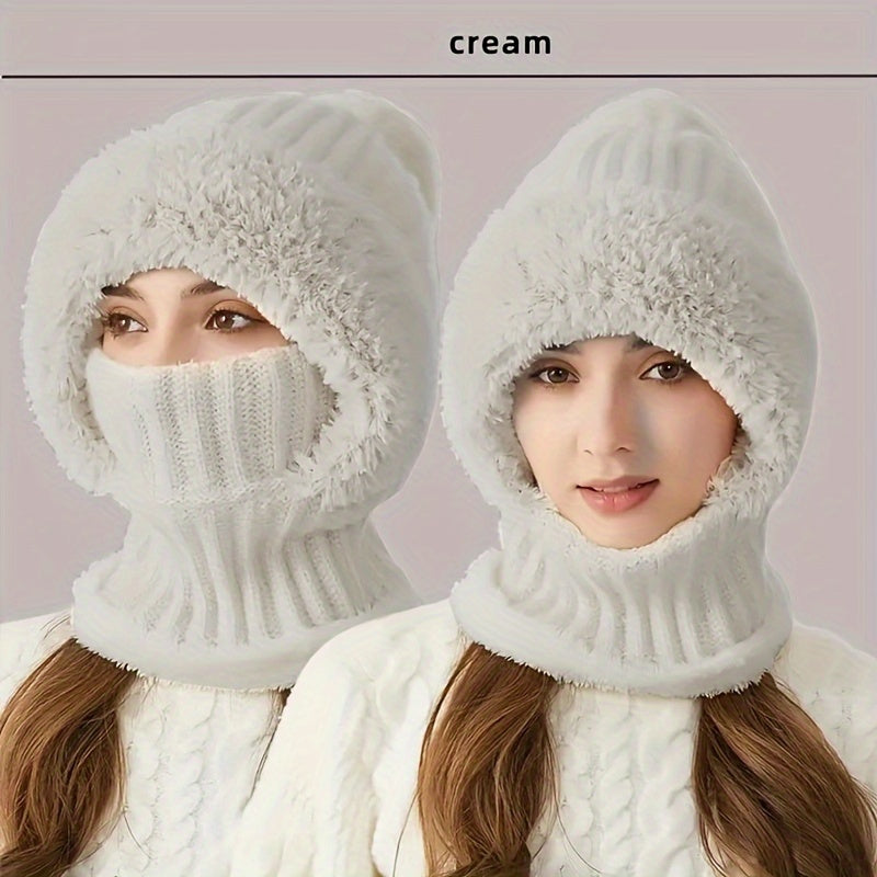 Wintermütze mit integriertem Schal und Gesichtsmaske, kuschelig gefüttert