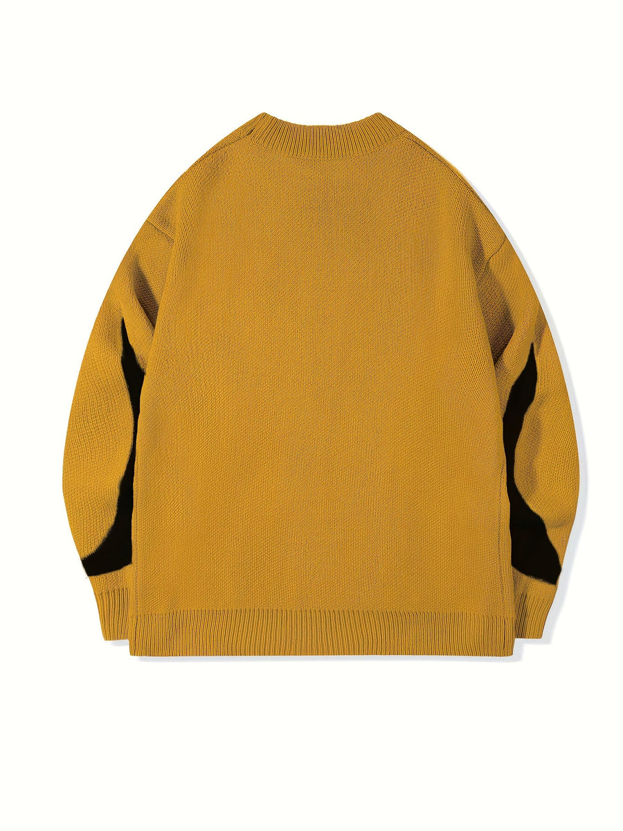Unisex Strickpullover Rundhals mit Muster Langarm