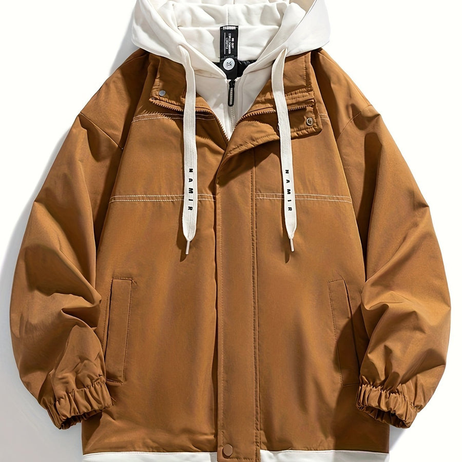 Unisex Jacke mit Kapuze und Reißverschluss, Farbe nach Wahl, Layer-Look, Frühling/Herbst