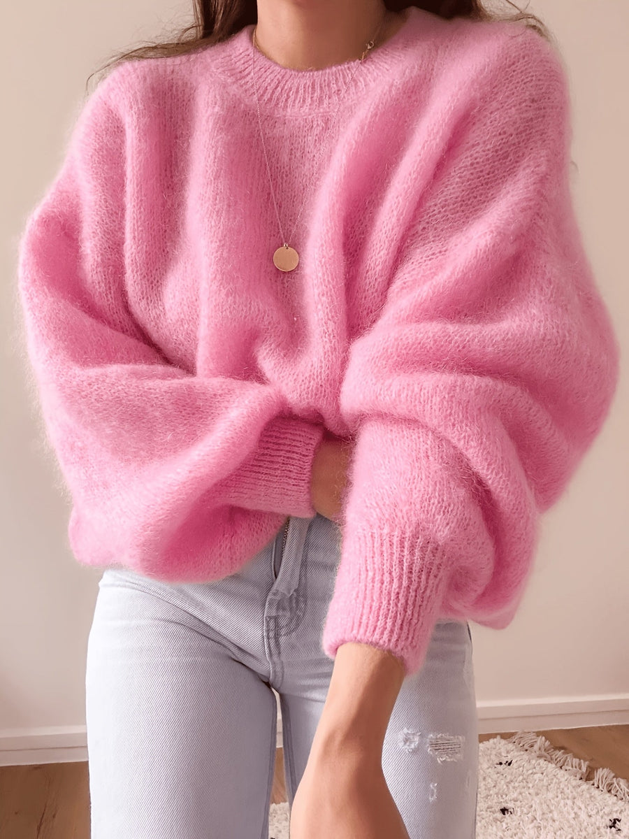 Damen Pullover Oversize Grobstrick Weitärmlig Rundhals – verschiedene Farben
