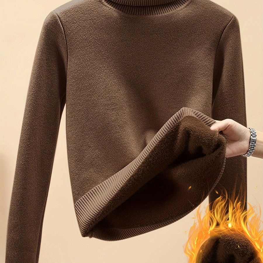 Damen Rollkragenpullover mit warmem Innenfutter – Weicher Strickpullover in verschiedenen Farben