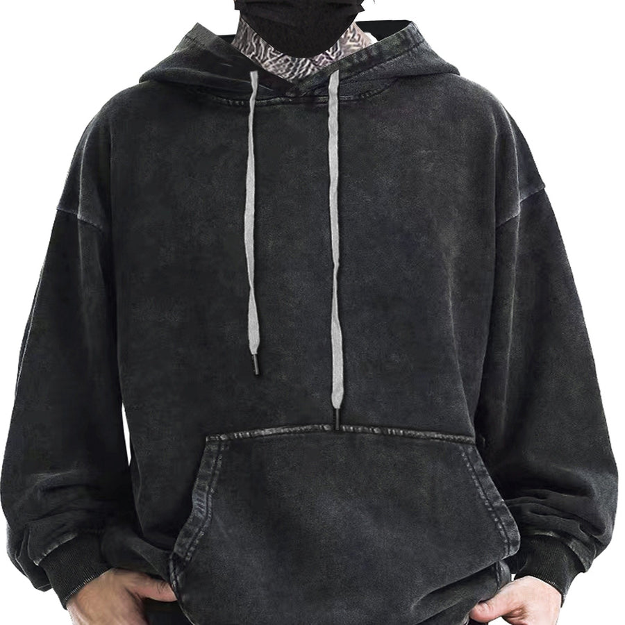 Hoodie Unisex Anthrazit Überschnitten Kapuzenpullover Kängurutasche Stonewashed
