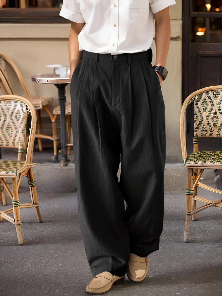 Herren Weitgeschnittene Vintage-Hose mit Bundfalten – Eleganter Streetstyle für Alltag und Freizeit