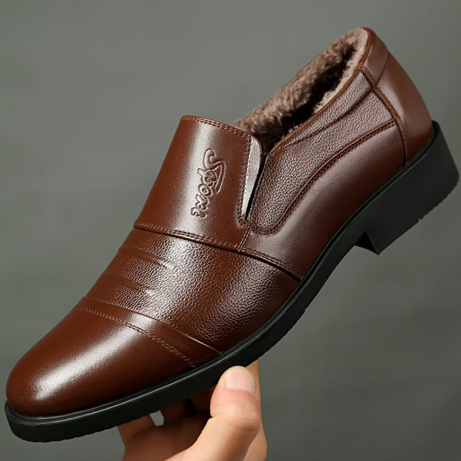 Herren Loafer gefüttert Schwarz/Dunkelbraun, Business Slipper mit Futter