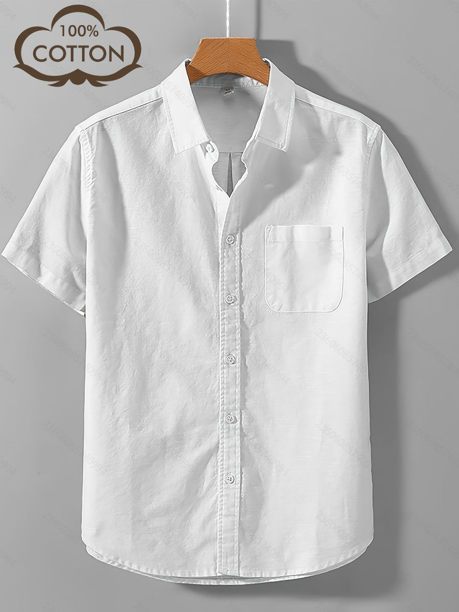 Herren Kurzarm Freizeithemd mit Brusttasche – Klassisches Button-Down Design für Büro und Alltag