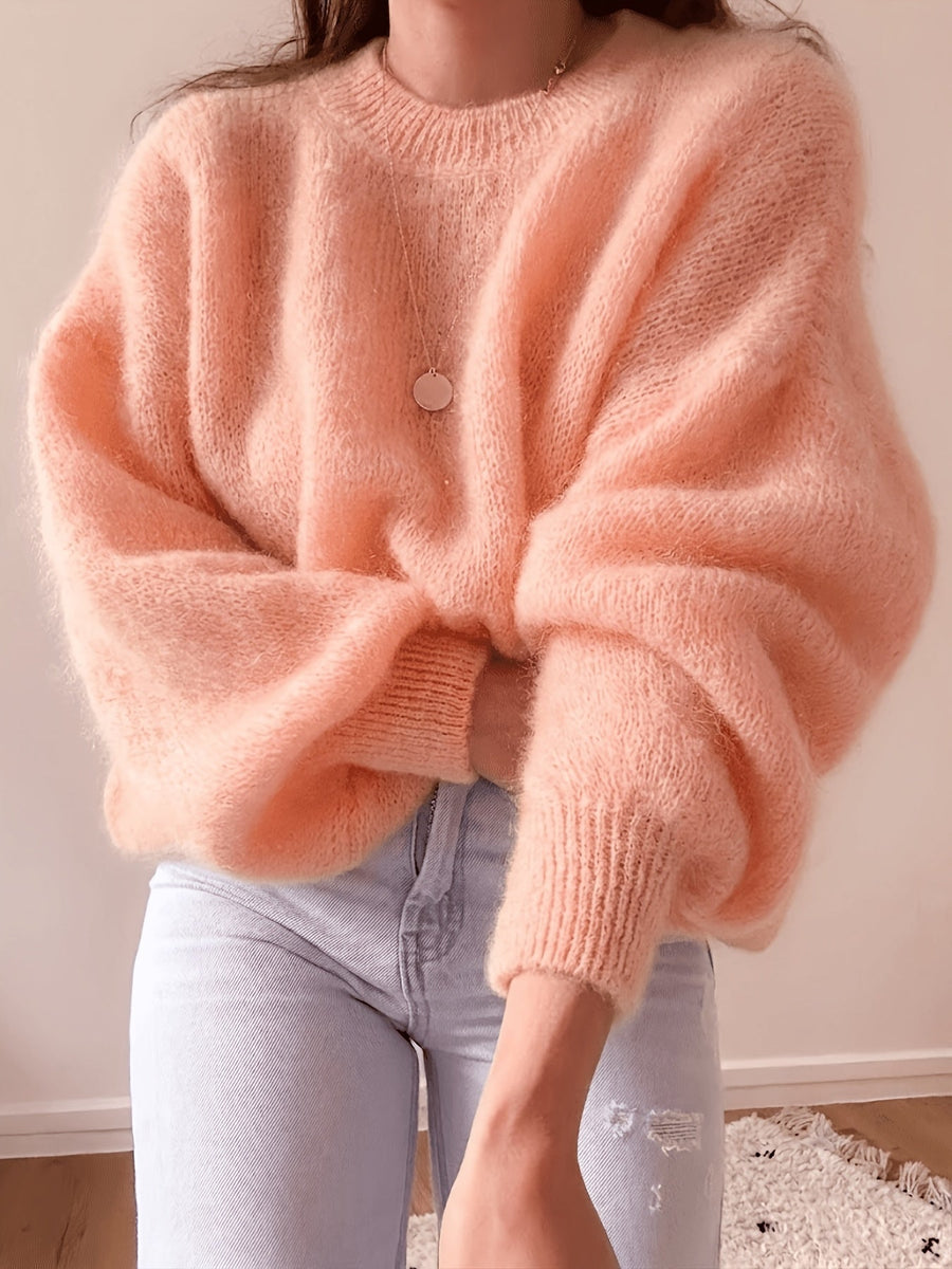 Damen Pullover Oversize Grobstrick Weitärmlig Rundhals – verschiedene Farben