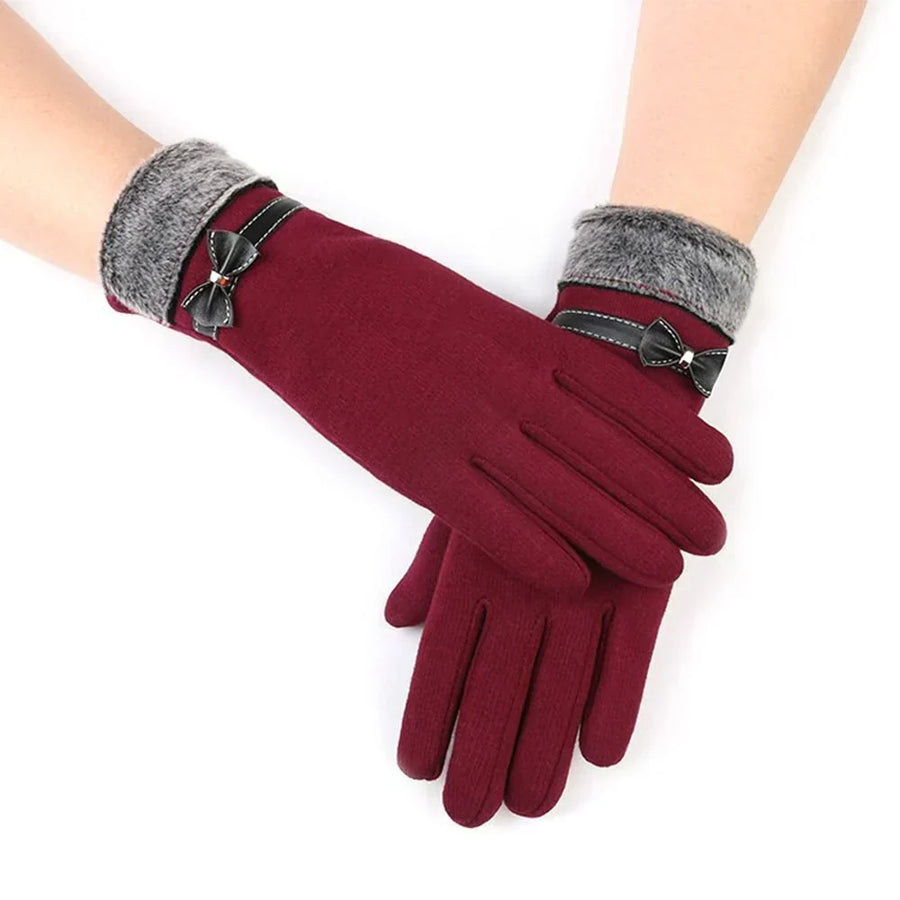 Damen Winterhandschuhe mit Kunstfellbesatz & Touchscreen-Funktion