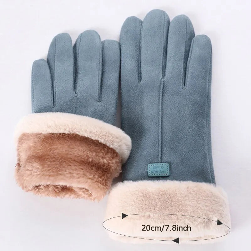 Warme dameswinterhandschoenen met pluche voering en manchetten