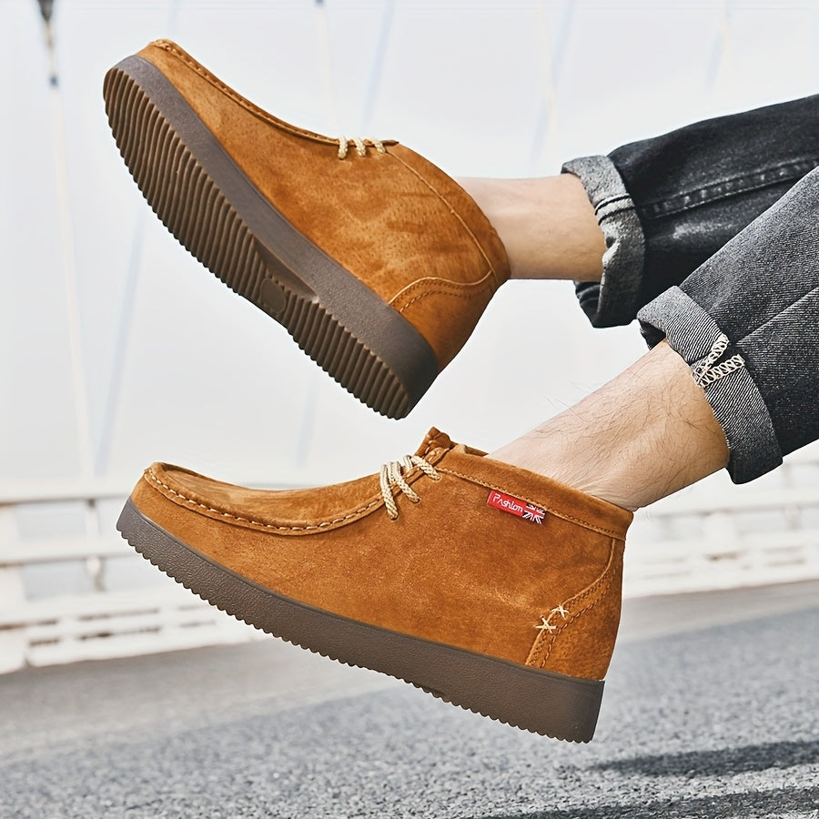 Herren Chukka Boots Mokassin Stil mit Profilsohle Schnürstiefeletten in Wildlederoptik