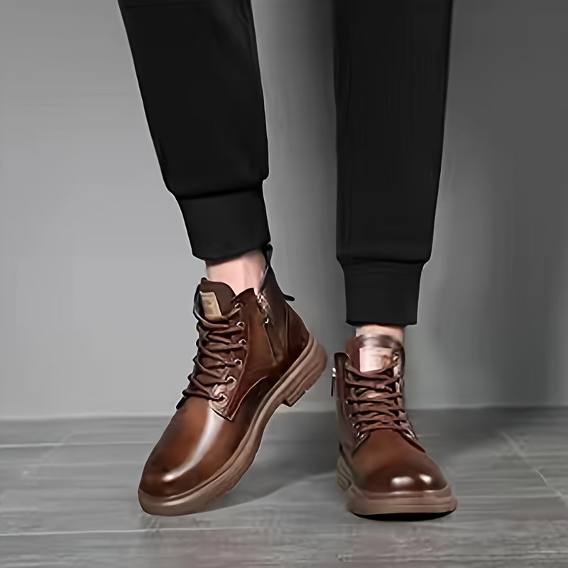 Herren Stiefeletten warm gefüttert Schnürstiefel Profilsohle