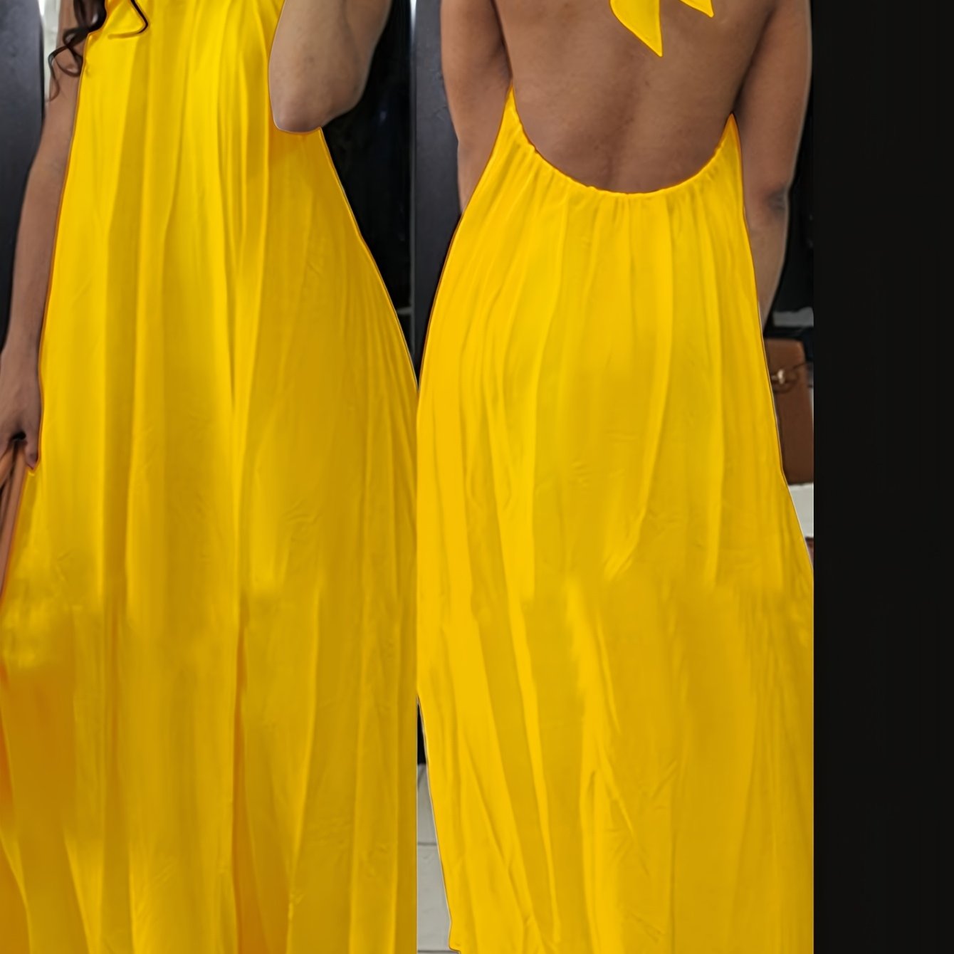 Damen Maxikleid mit Rückenausschnitt und Neckholder – Eleganter, weiter Schnitt für festliche Anlässe