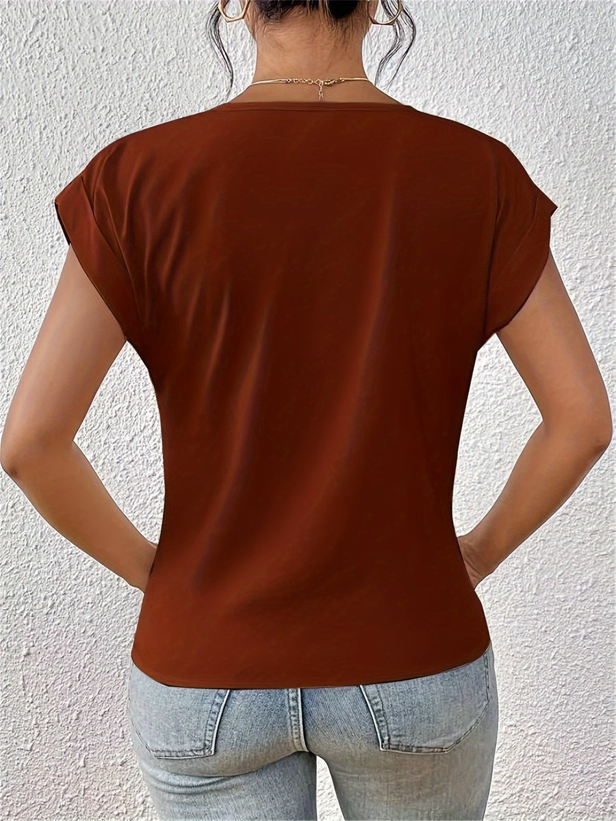 Damen Elegante Bluse mit V-Ausschnitt und Wickeldetail – Ideal für Büro und Freizeit