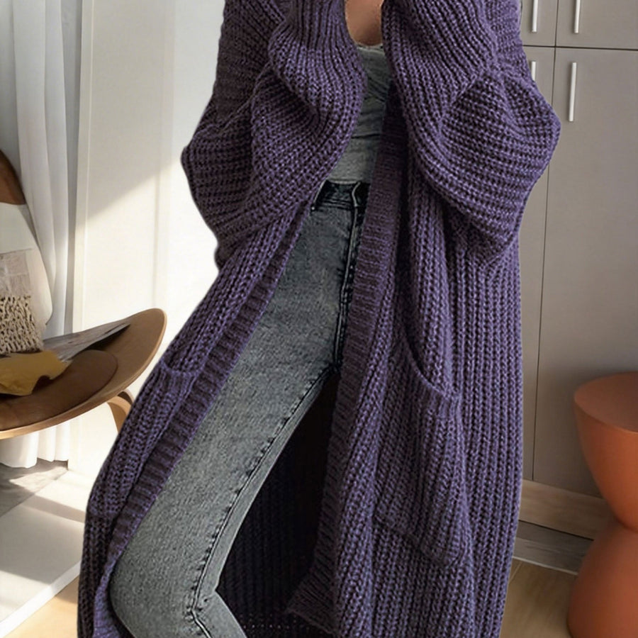 Damen Oversize Longline Strickjacke mit weitem Schnitt und Taschen – Modische, lässige Strickjacke für gemütliche Outfits