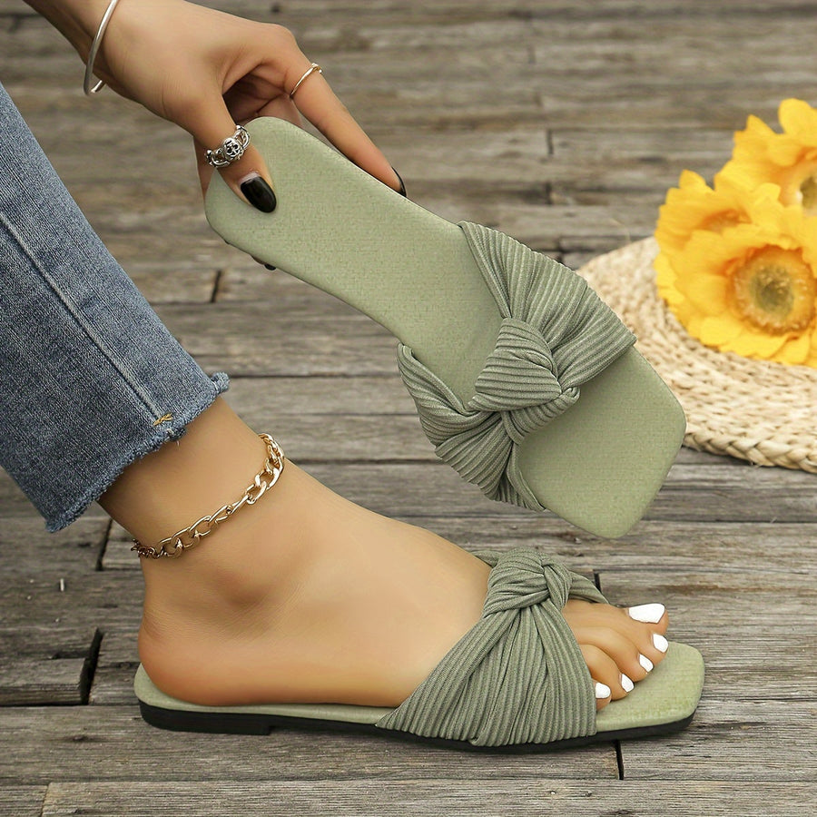 Damen Slip-On Sandalen mit Knoten-Design – Modische Sommerschuhe für Freizeit und Alltag