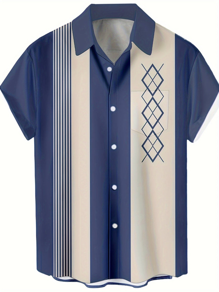 Herren Bowlinghemd im Retro-Stil – Kurzarm Freizeithemd für Alltag & Sommer
