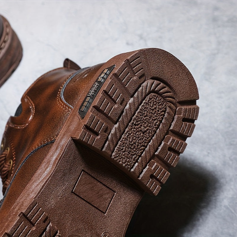 Herren Stiefeletten warm gefüttert Schnürstiefel Profilsohle