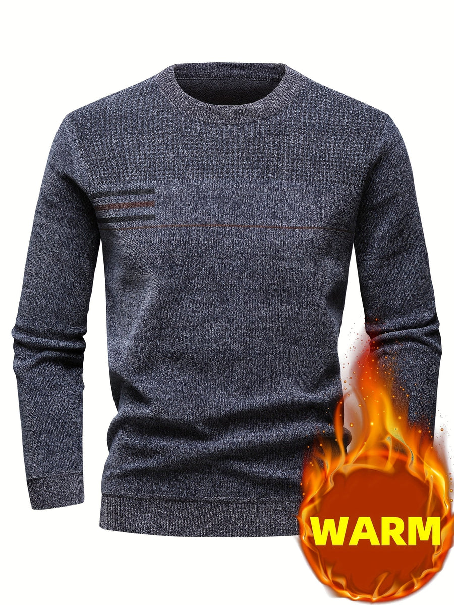 Herren Pullover Rundhals Rippstrick Optik Warm Winter