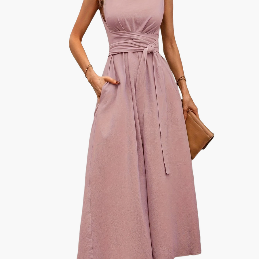 Damen Jumpsuit Elegant Ärmellos mit Gürtel – Perfekt für Alltag und besondere Anlässe