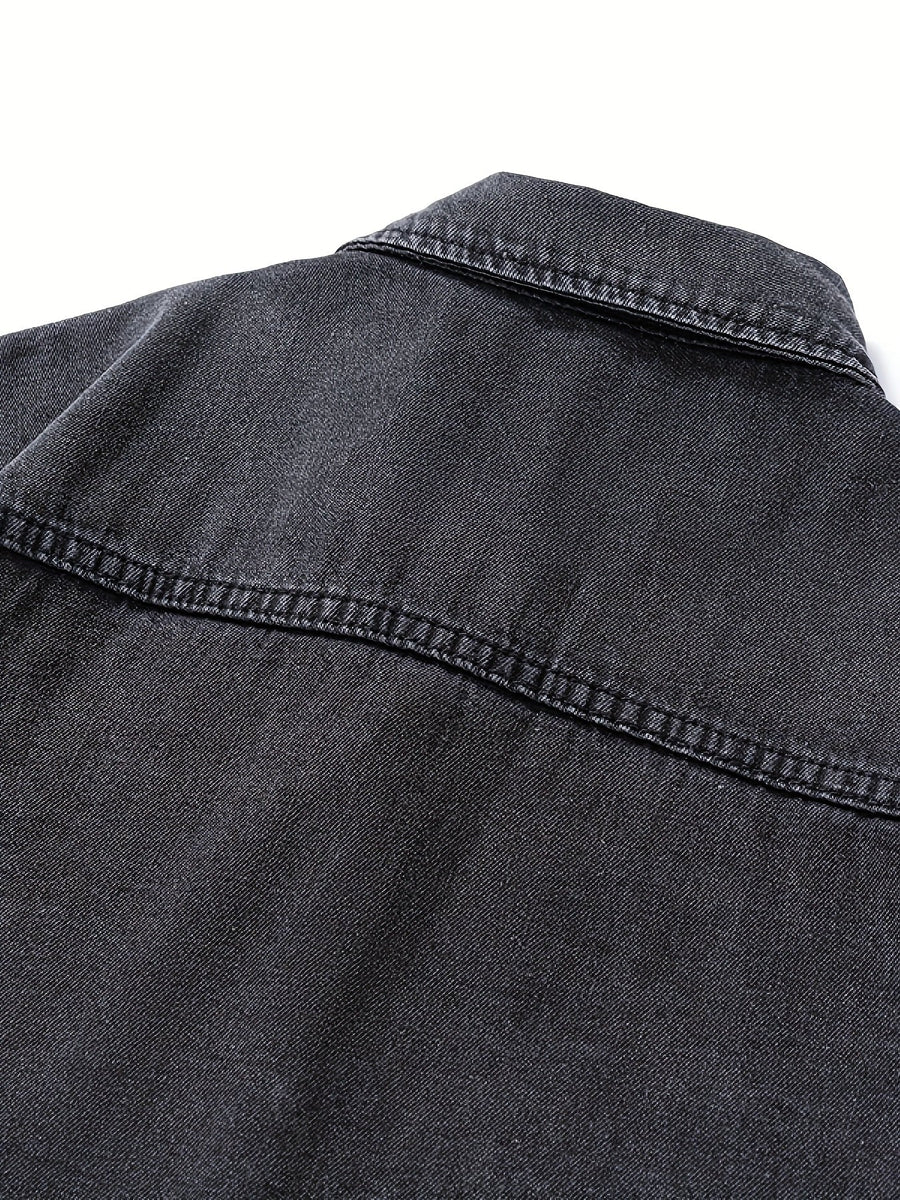 Jeanshemd Herren Hemd Jacke Casual Knopfleiste Brusttaschen