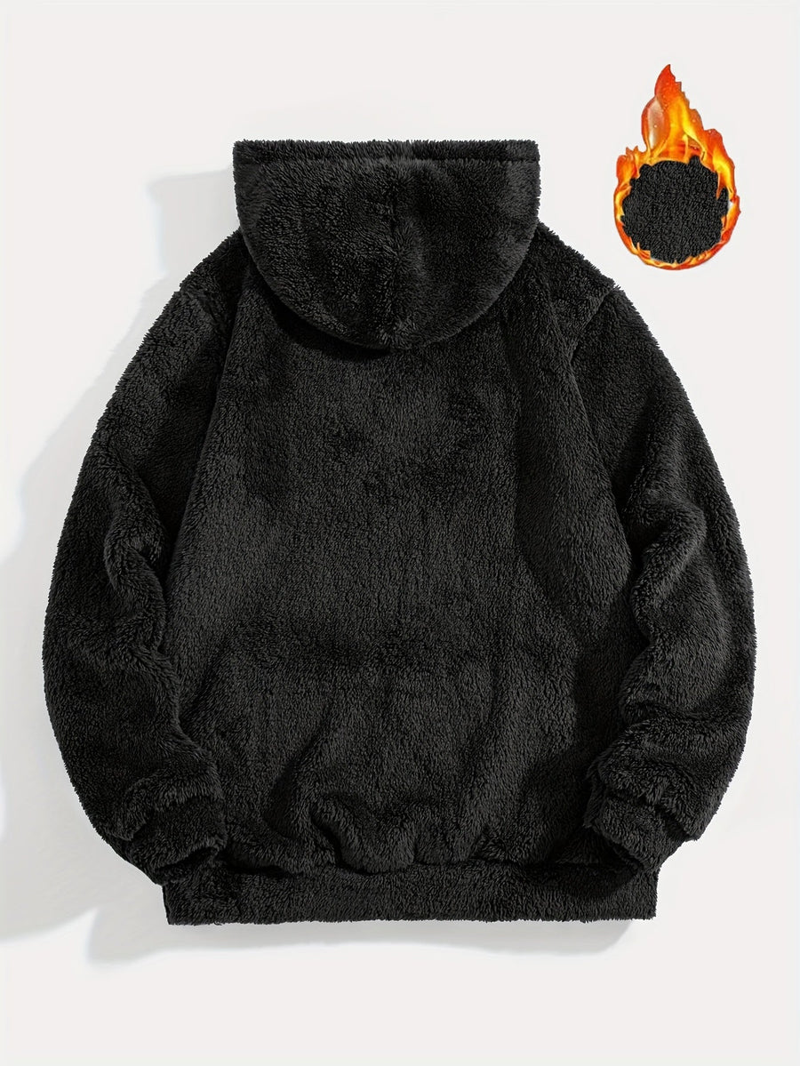 Unisex Teddy Hoodie Plüsch-Pullover mit Kapuze und Kängurutasche