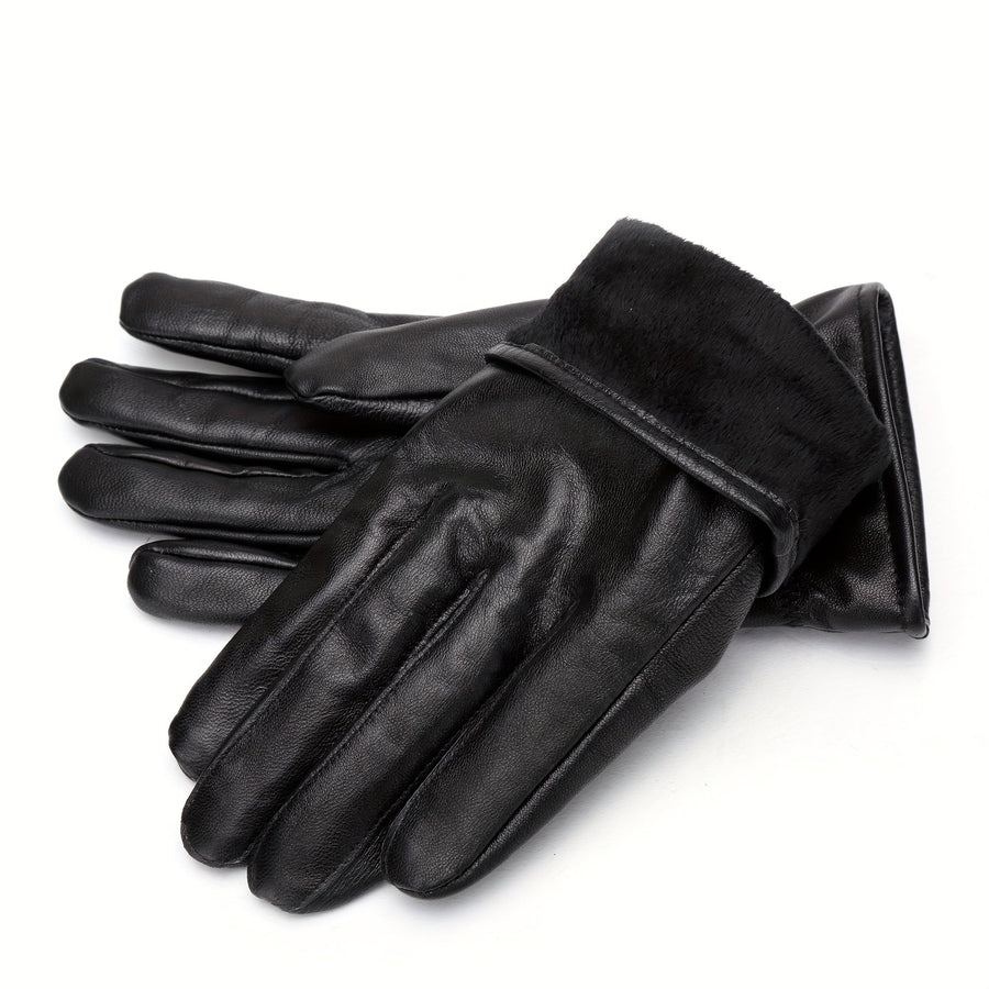 Unisex Handschuhe Schwarz mit Elastischem Bündchen