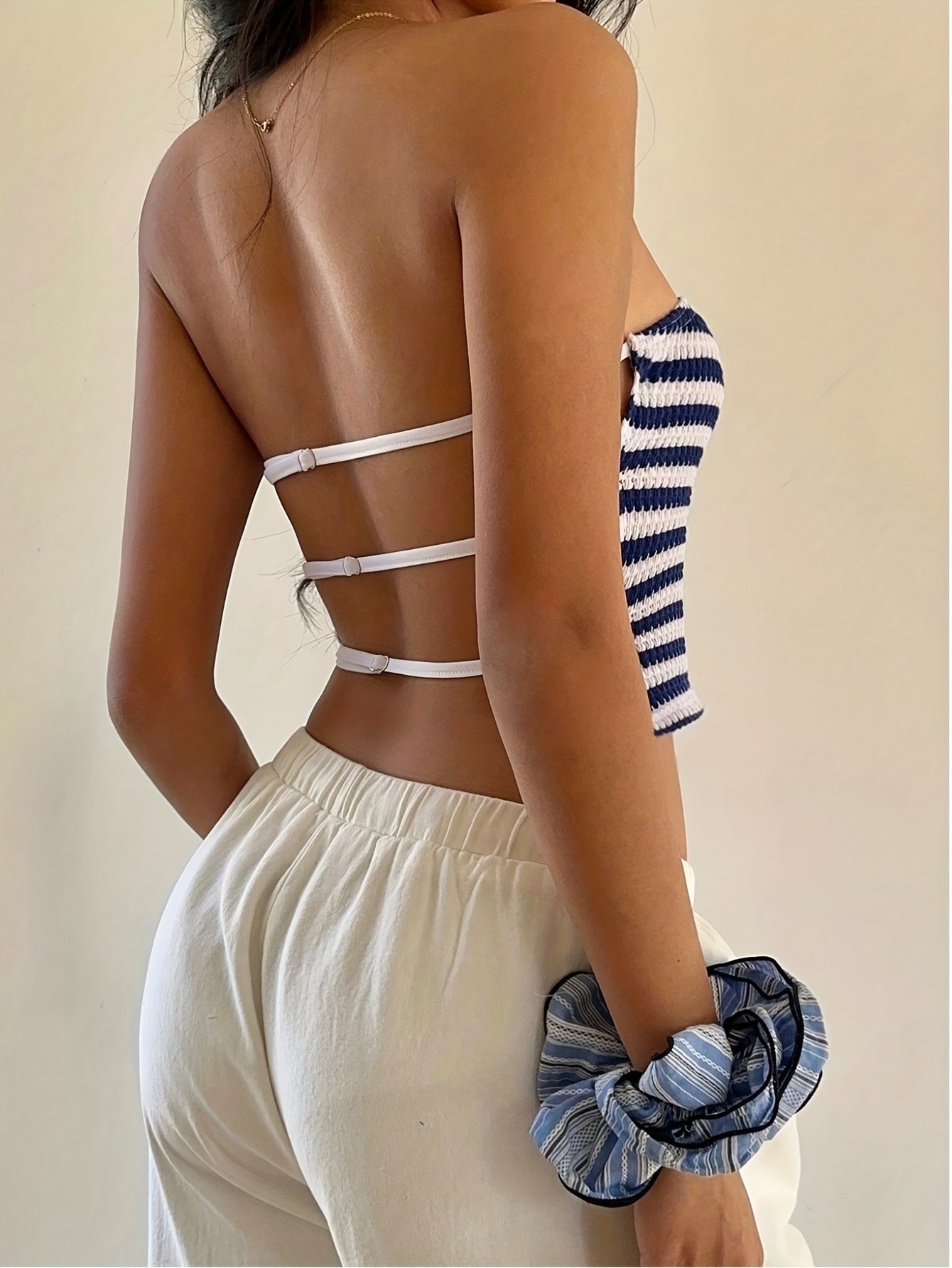 Damen Bandeau-Top mit Streifen – Modisches, lässiges Tube Top für Strand und Freizeit