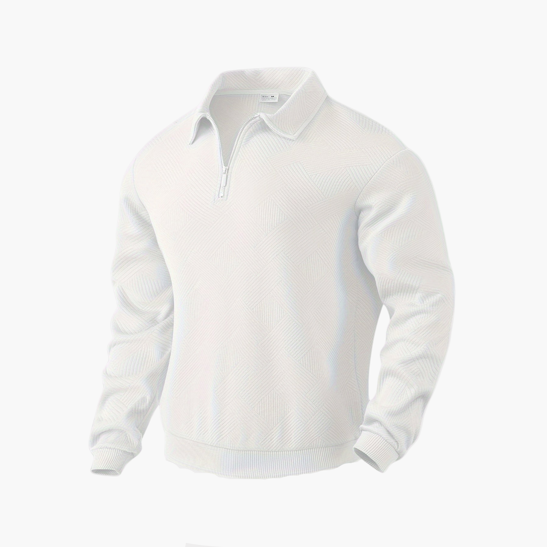 Herren Vintage Sweatshirt mit Reißverschluss-Kragen und geometrischem Muster – Lässig & Stilvoll für Alltag und Freizeit