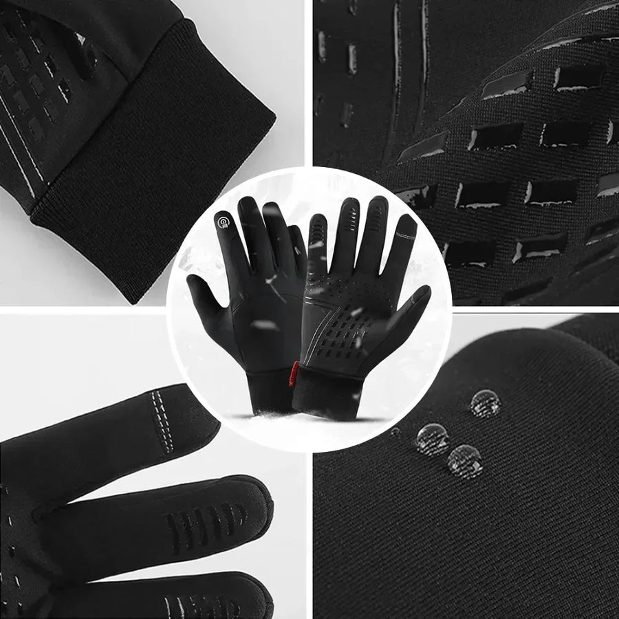 Unisex Winter Touchscreen-Handschuhe Schwarz Grau Sport Outdoor